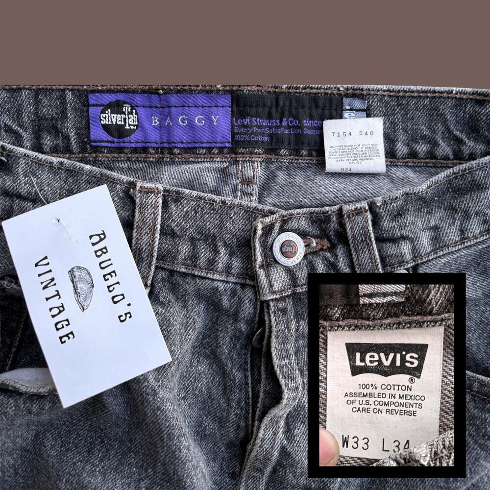 Levi’s SilverTab Baggy Jeans | Gray Wash Denim | Size 33x34 | Vintage - Picture 2 of 6